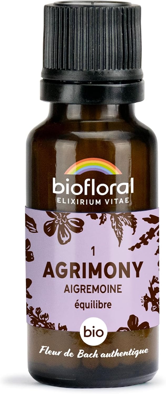 BIOFLORAL - 01 Agrimony, Aigremoine BIO - 470 Granules - Equilibre Emotionnel - Fleur de Bach Authentique - Sans Alcool