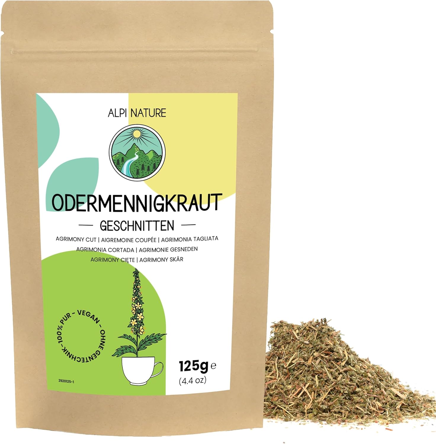 Tisane d'Aigremoine 125g par Alpi Nature, Agrimonia Eupatoria, Thé Aigremoine en Vrac pour la Préparation de la Aigremoine Tisane, du Thé d'Aigremoine et Thé aux Herbes