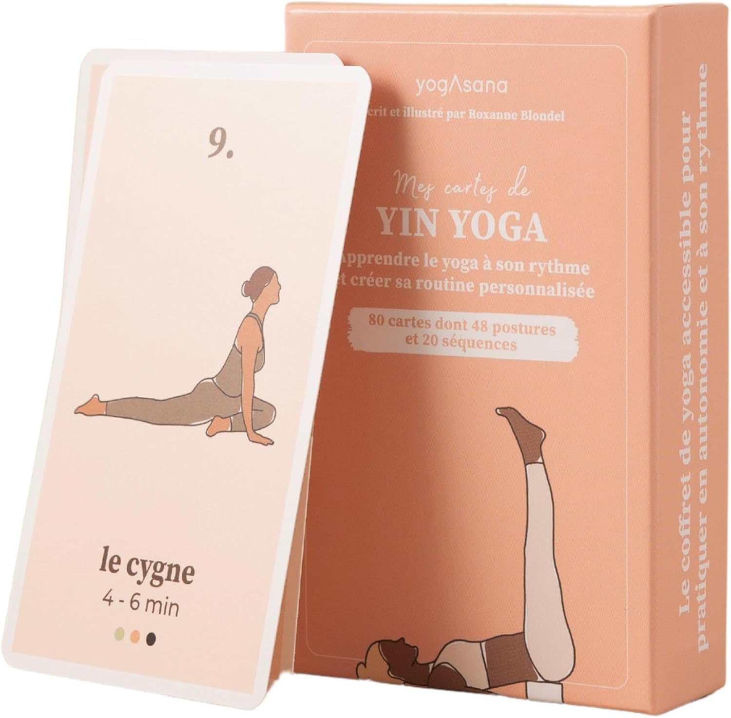 Jeu de 80 Cartes de Yin Yoga en français - Tous Niveaux - Guide de séquences pour se perfectionner - Illustrations de Postures et durée de Pratique - Méridiens - Bénéfices pour Le Corps et l’Esprit
