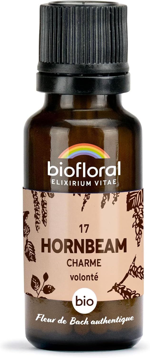 BIOFLORAL - 17 Hornbeam, Charme BIO - Fleur de Bach Authentique - 470 Granules - Volonté - Sans Alcool