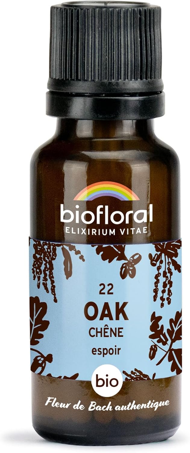 BIOFLORAL - 22 Oak, Chêne BIO - Espoir - Fleur de Bach Authentique - 470 Granules - Sans Alcool