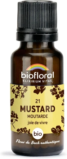 BIOFLORAL - 21 Mustard, Moutarde BIO - Joie de Vivre - Fleur de Bach Authentique - 470 Granules - Sans Alcool