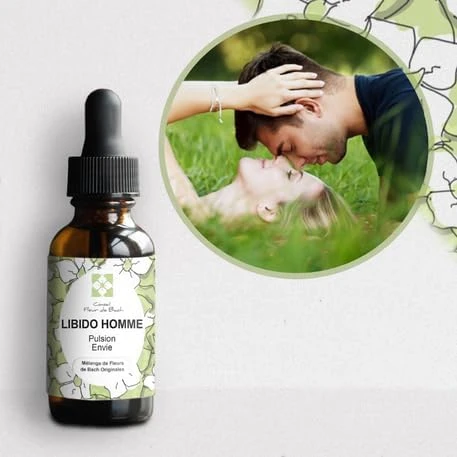 Conseil fleur de Bach® - Elixir floraux Libido HOMME.Ce mélange de Fleurs de Bach s'adapte aux hommes qui veulent retrouver leur entrain sexuel.FL de 30 ML, lot de 2