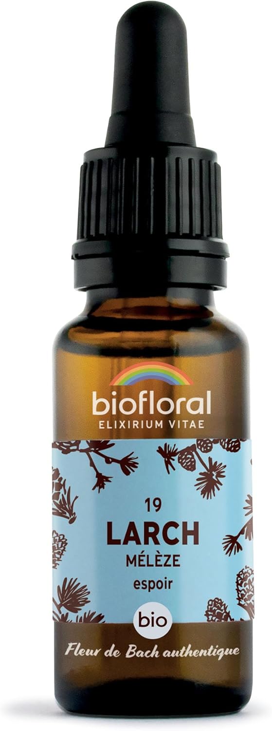 BIOFLORAL - 19 Larch, Mélèze BIO DEMETER - Espoir - Fleur de Bach Authentique - Compte-gouttes 20 ML