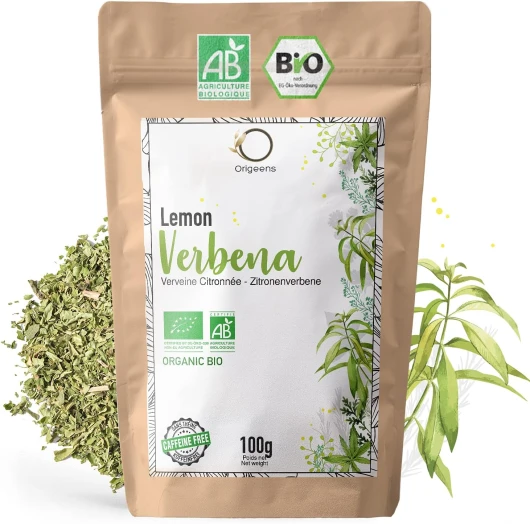 VERVEINE CITRONNEE BIO 100g - FEUILLES SECHEES DE VERVEINE CITRON - The Verveine odorante Bio en vrac sans théine, Tisane sommeil