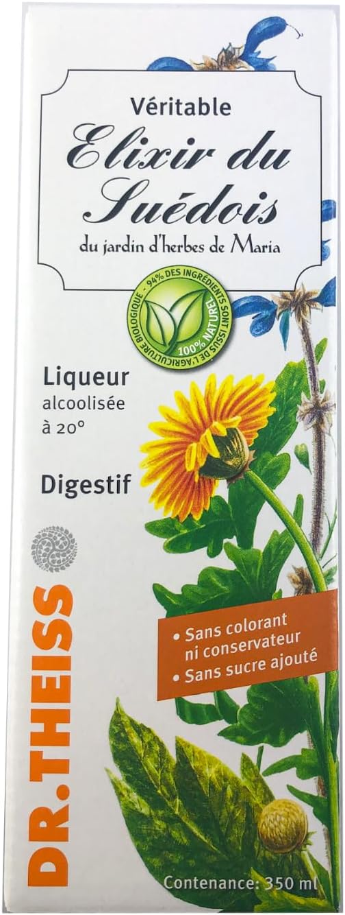 Dr - Theiss Élixir du Suédois 20° - Action stimulante sur la digestion - Recette originale de Maria Treben, 350 ml